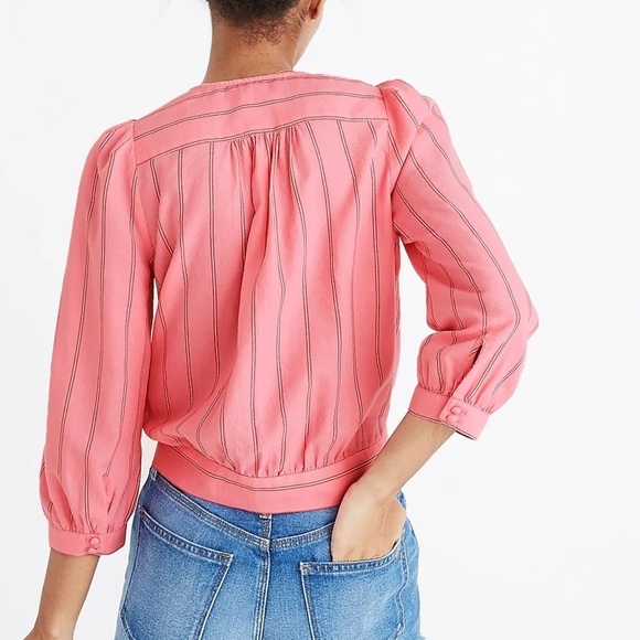 Madewell Wrap Top in Cecilia Stripe. Size XS - Picture 7 of 9